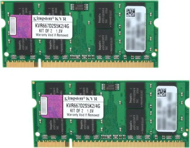 Main image of Kingston ValueRAM 4GB (2 x 2GB) 200-Pin DDR2 SO-DIMM DDR2 667 (PC2 5300) Dual Channel Kit Laptop Memory Model KVR667D2S5K2/4G