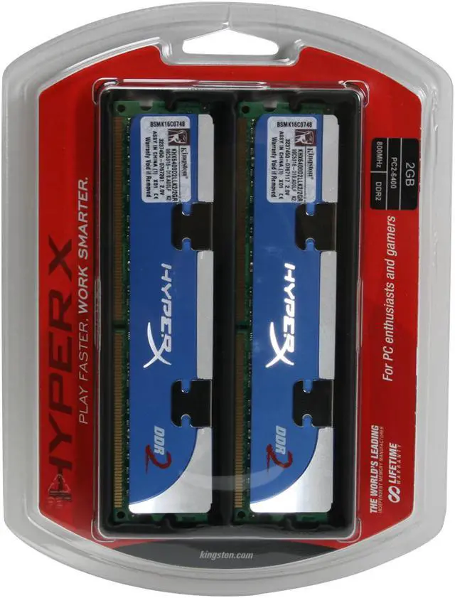 Main image of HyperX 2GB (2 x 1GB) DDR2 800 (PC2 6400) Dual Channel Kit Desktop Memory Model KHX6400D2LLK2/2GR