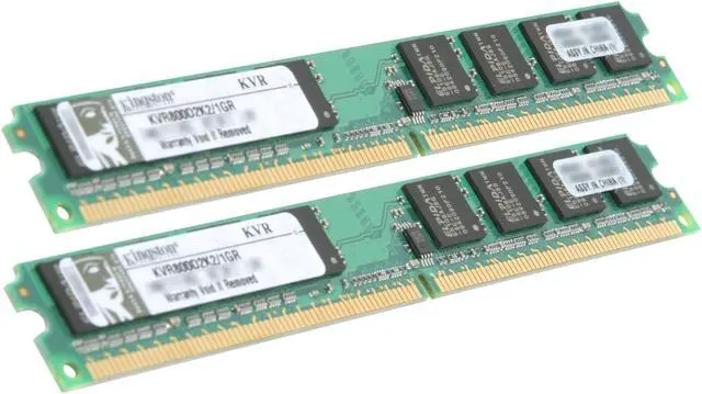 Main image of Kingston 1GB (2 x 512MB) DDR2 800 (PC2 6400) Dual Channel Kit Desktop Memory Model KVR800D2K2/1GR