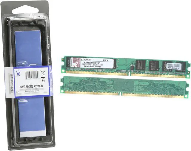 Alt view image 3 of 3 - Kingston 1GB (2 x 512MB) DDR2 800 (PC2 6400) Dual Channel Kit Desktop Memory Model KVR800D2K2/1GR
