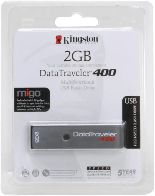 Alt view image 4 of 4 - Kingston DataTraveler 400 2GB Flash Drive (USB2.0 Portable) w/MigoSync DT400/2GB