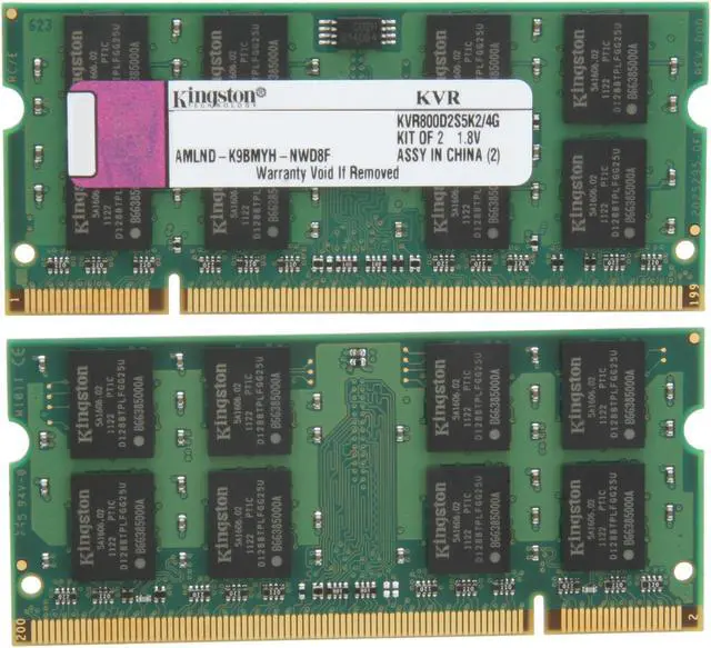 Alt view image 2 of 3 - Kingston 4GB (2 x 2GB) 200-Pin DDR2 SO-DIMM DDR2 800 (PC2 6400) Dual Channel Kit Laptop Memory Model KVR800D2S5K2/4G