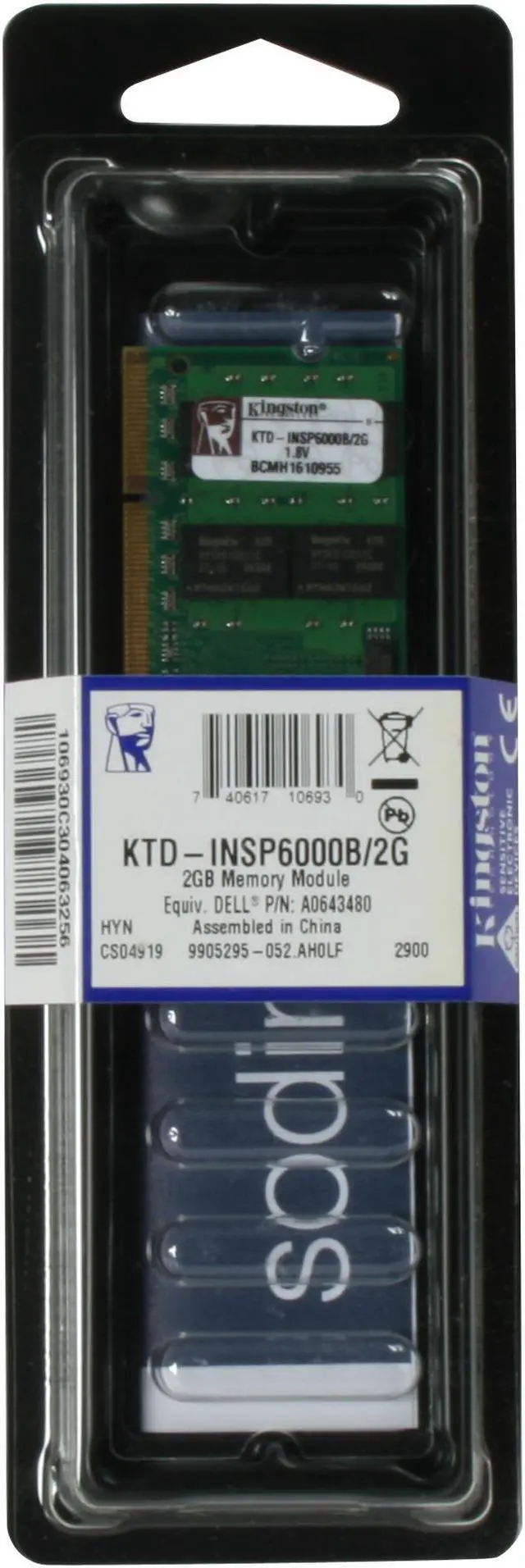 Alt view image 3 of 3 - Kingston 2GB Unbuffered DDR2 667 (PC2 5300) System Specific Memory Model KTD-INSP6000B/2G