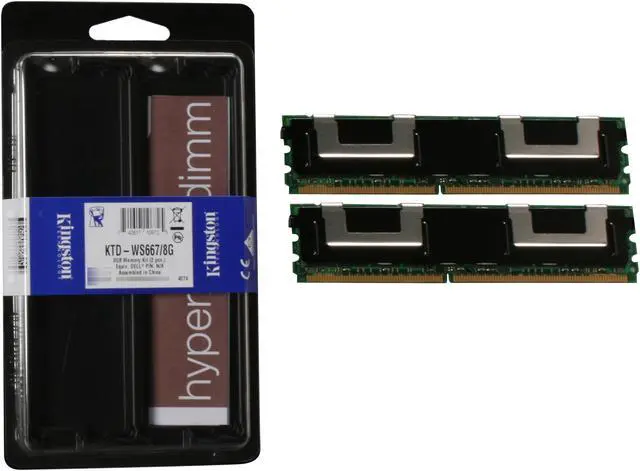 Alt view image 4 of 4 - Kingston 8GB (2 x 4GB) ECC Fully Buffered DDR2 667 (PC2 5300) Dual Channel Kit Server Memory Model KTD-WS667/8G