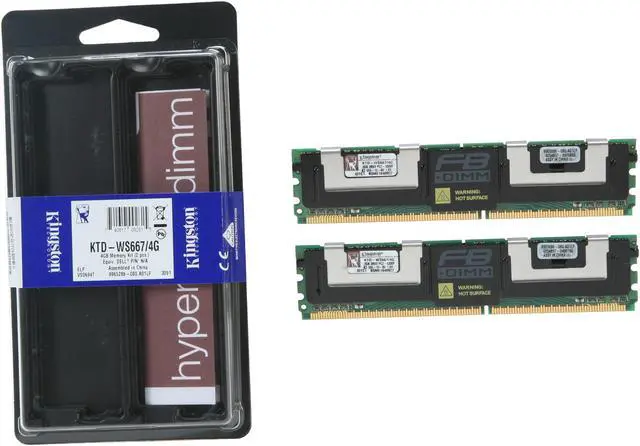 Alt view image 3 of 3 - Kingston 4GB (2 x 2GB) ECC Registered DDR2 667 (PC2 5300) System Specific Memory Model KTD-WS667/4G