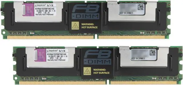 Main image of Kingston ValueRAM 4GB (2 x 2GB) ECC Fully Buffered DDR2 667 (PC2 5300) Dual Channel Kit Server Memory Model KVR667D2D8F5K2/4G
