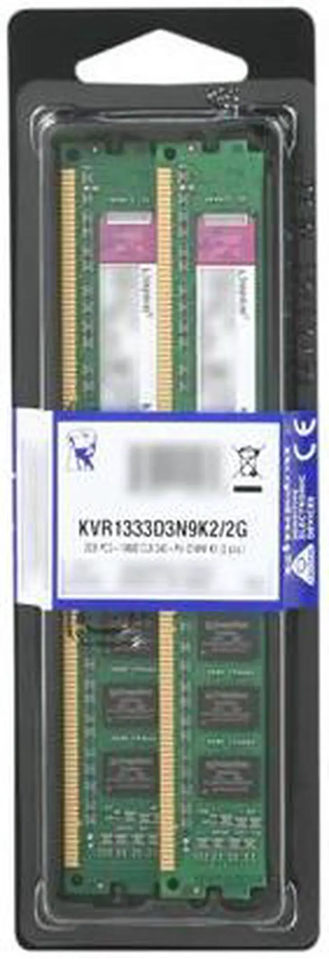 Alt view image 3 of 3 - Kingston ValueRAM 2GB (2 x 1GB) DDR3 1333 (PC3 10600) Dual Channel Kit Desktop Memory Model KVR1333D3N9K2/2G