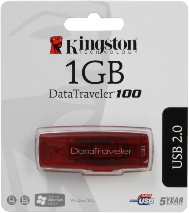 Alt view image 4 of 4 - Kingston DataTraveler 100 (Red) 1GB Flash Drive (USB2.0 Portable) DT100R/1GB