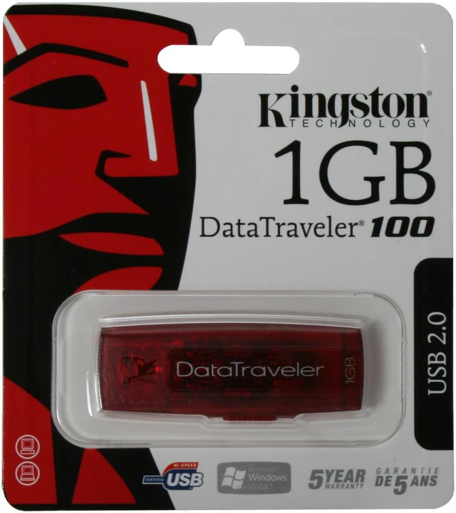 Alt view image 3 of 4 - Kingston DataTraveler 100 (Red) 1GB Flash Drive (USB2.0 Portable) DT100R/1GB