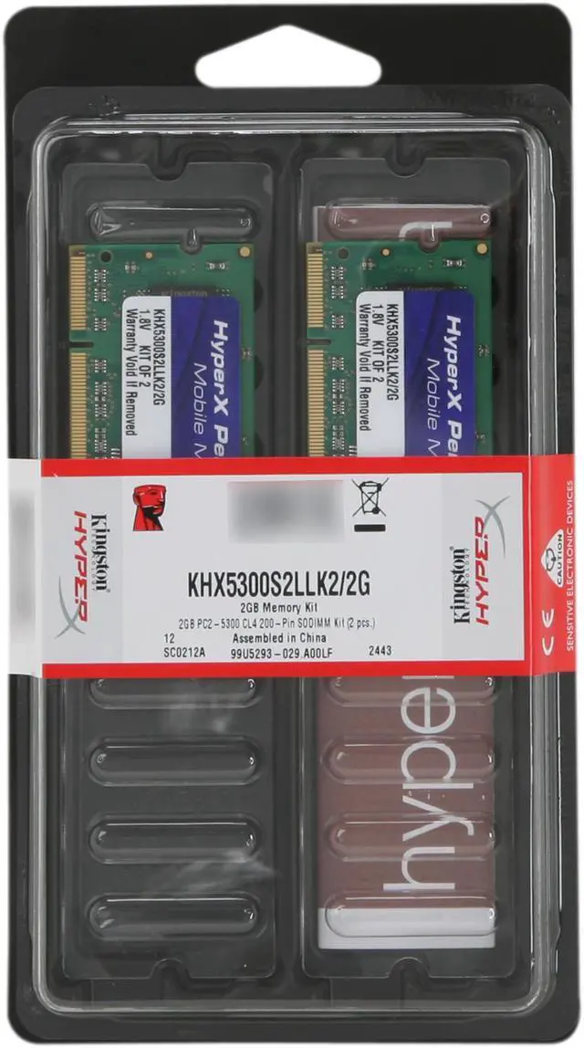Alt view image 3 of 3 - HyperX 2GB (2 x 1GB) 200-Pin DDR2 SO-DIMM DDR2 667 (PC2 5300) Dual Channel Kit Laptop Memory Model KHX5300S2LLK2/2G