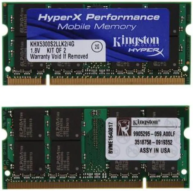 Alt view image 2 of 3 - HyperX 4GB (2 x 2GB) 200-Pin DDR2 SO-DIMM DDR2 667 (PC2 5300) Dual Channel Kit Laptop Memory Model KHX5300S2LLK2/4G