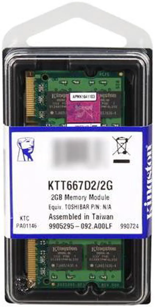 Alt view image 3 of 3 - Kingston 2GB Unbuffered DDR2 667 (PC2 5300) System Specific Memory for Toshiba Model KTT667D2/2G