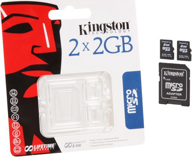 Alt view image 3 of 3 - Kingston 4GB (2GB x 2) MicroSD Flash Card Twin Pack (2pcs) One Adapter Model SDC/2GB-2P1A