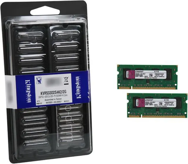 Alt view image 3 of 3 - Kingston 2GB (2 x 1GB) 200-Pin DDR2 SO-DIMM DDR2 533 (PC2 4200) Dual Channel Kit Laptop Memory Model KVR533D2S4K2/2G