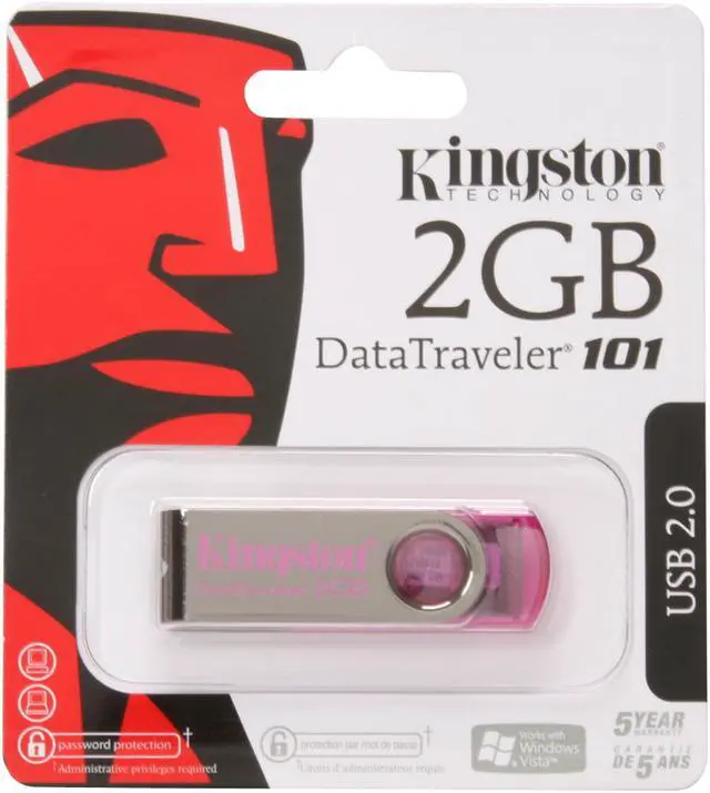 Alt view image 4 of 4 - Kingston DataTraveler 101 2GB USB 2.0 Flash Drive (Pink) DT101N/2GB