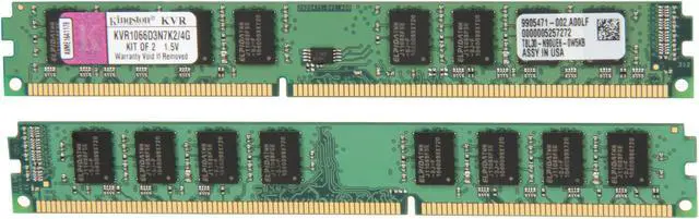Alt view image 2 of 3 - Kingston 4GB (2 x 2GB) DDR3 1066 (PC3 8500) Dual Channel Kit Desktop Memory Model KVR1066D3N7K2/4G
