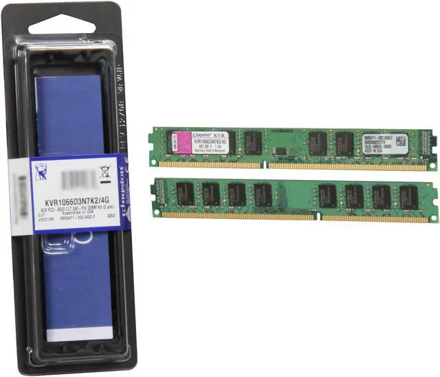Alt view image 3 of 3 - Kingston 4GB (2 x 2GB) DDR3 1066 (PC3 8500) Dual Channel Kit Desktop Memory Model KVR1066D3N7K2/4G