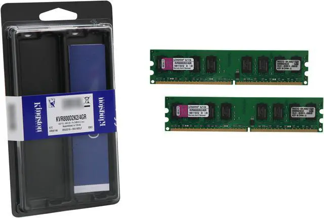 Alt view image 3 of 3 - Kingston 4GB (2 x 2GB) DDR2 800 (PC2 6400) Dual Channel Kit Desktop Memory Model KVR800D2K2/4GR