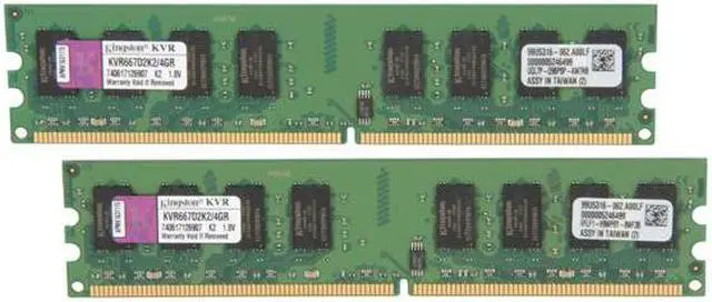 Main image of Kingston ValueRAM 4GB (2 x 2GB) DDR2 667 (PC2 5300) Dual Channel Kit Desktop Memory Model KVR667D2K2/4GR