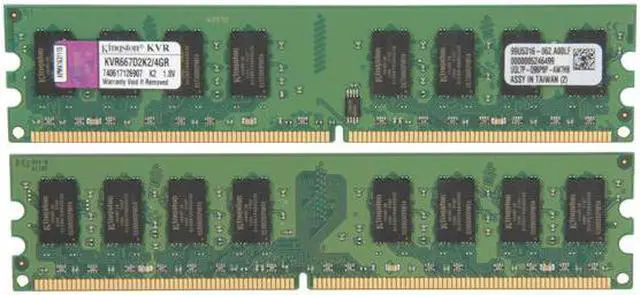 Alt view image 2 of 3 - Kingston ValueRAM 4GB (2 x 2GB) DDR2 667 (PC2 5300) Dual Channel Kit Desktop Memory Model KVR667D2K2/4GR