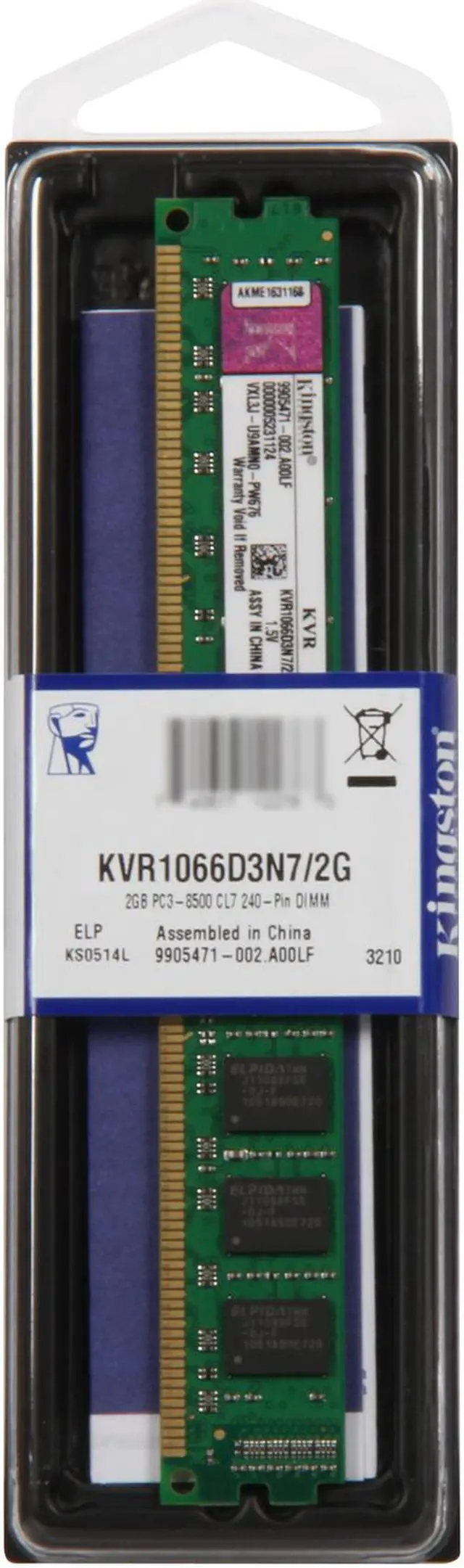 Alt view image 3 of 3 - Kingston 2GB DDR3 1066 (PC3 8500) Desktop Memory Model KVR1066D3N7/2G