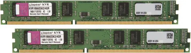 Main image of Kingston 4GB (2 x 2GB) DDR3 1066 (PC3 8500) Dual Channel Kit Desktop Memory Model KVR1066D3K2/4GR