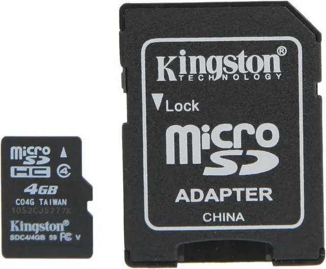 Main image of Kingston 4GB microSDHC Flash Card W/ E-Tail clamshell Model SDC4/4GBET
