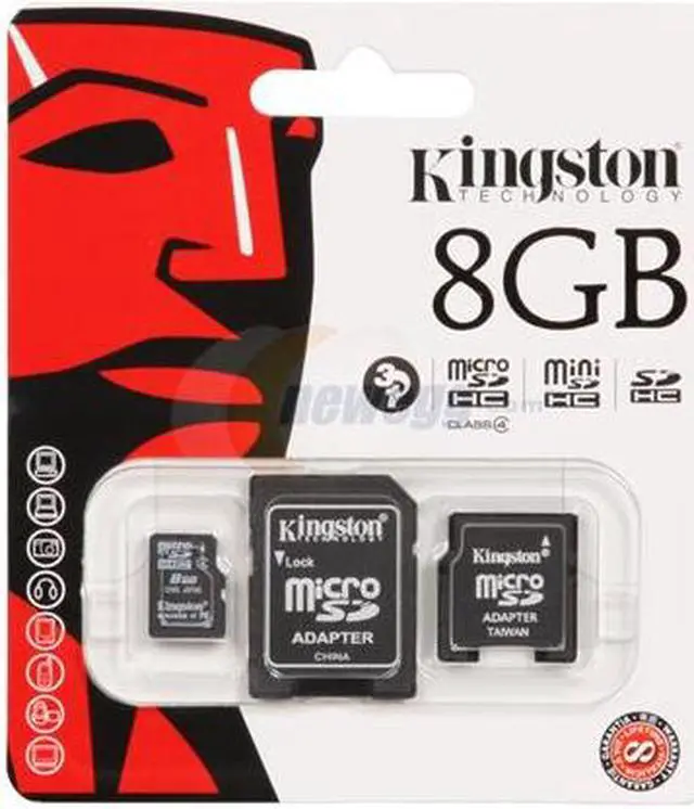 Alt view image 4 of 4 - Kingston 8GB microSDHC Flash Card w/2 Adapters Model SDC4/8GB-2ADP