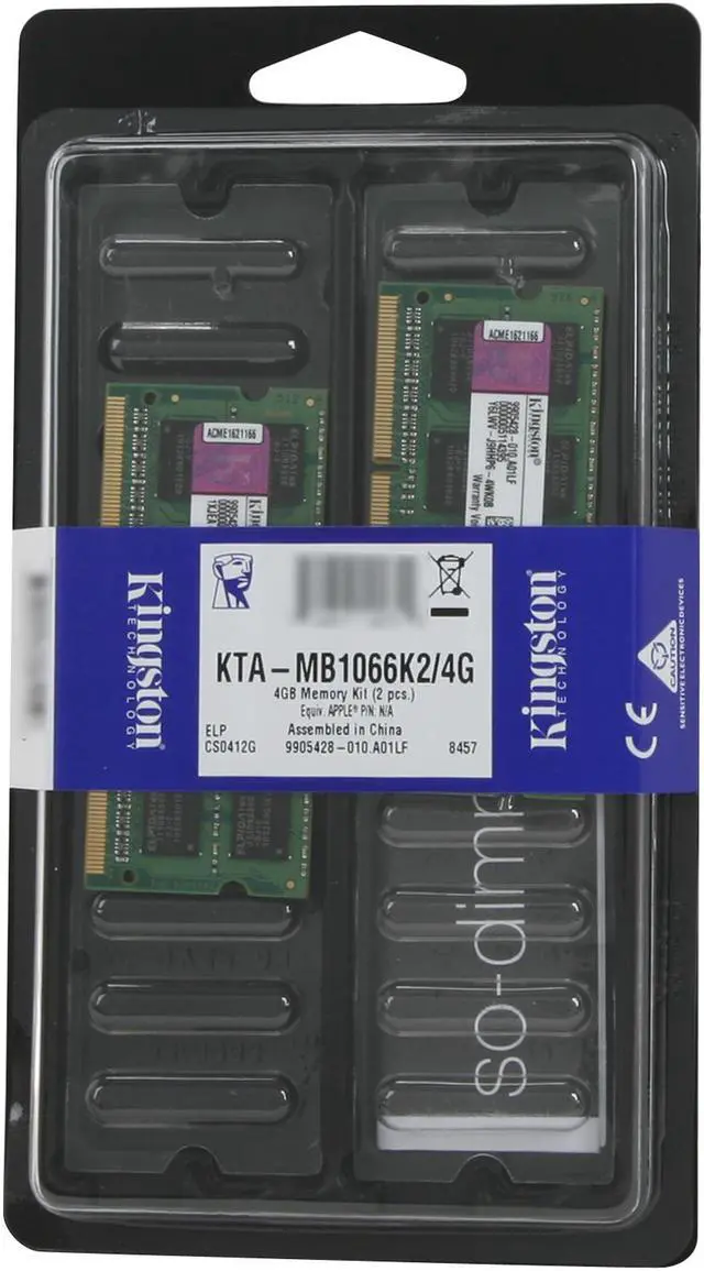 Alt view image 3 of 3 - Kingston 4GB (2 x 2GB) DDR3 1066 (PC3 8500) Dual Channel Kit Memory For Apple Model KTA-MB1066K2/4G