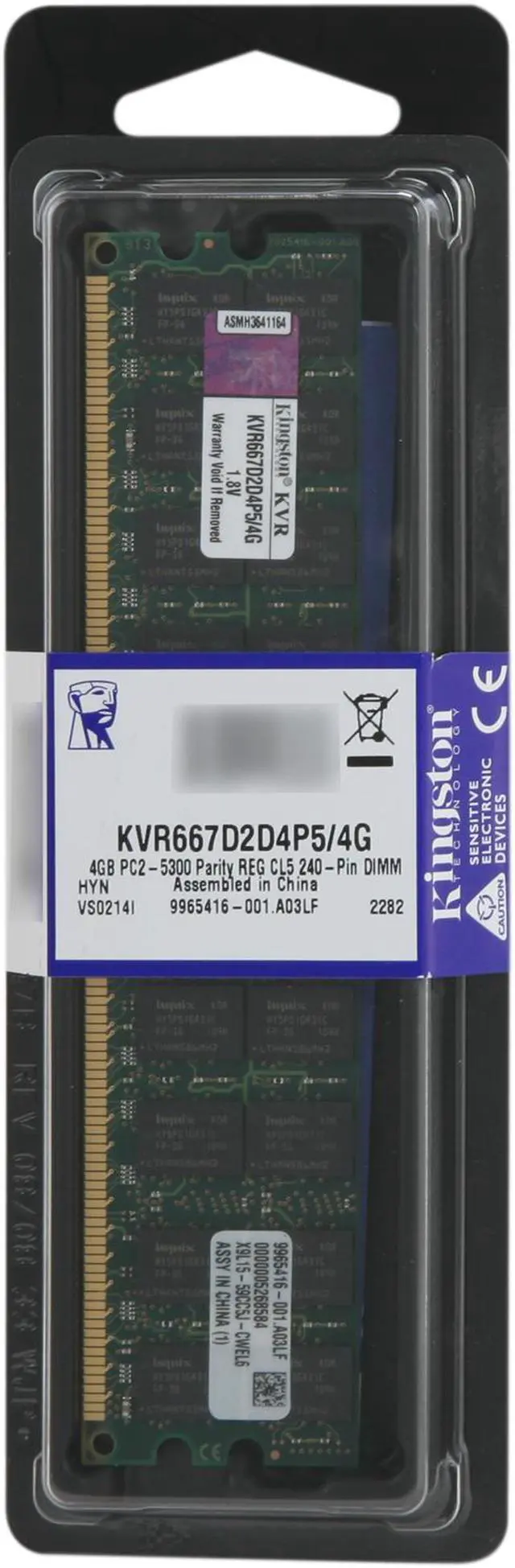 Alt view image 3 of 3 - Kingston ValueRAM 4GB ECC Registered DDR2 667 (PC2 5300) Server Memory Model KVR667D2D4P5/4G