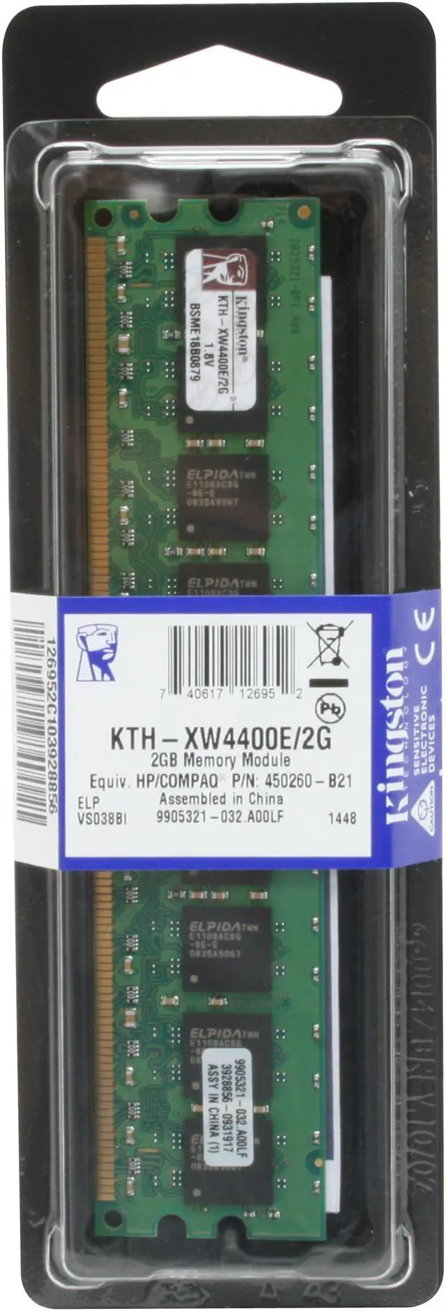 Alt view image 2 of 2 - Kingston 2GB 240-Pin DDR2 SDRAM ECC DDR2 800 (PC2 6400) System Specific Memory Model KTH-XW4400E/2G