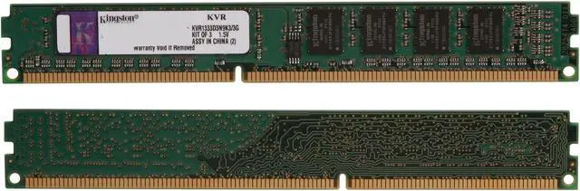 Alt view image 2 of 3 - Kingston ValueRAM 3GB (3 x 1GB) DDR3 1333 (PC3 10666) Triple Channel Kit Desktop Memory Model KVR1333D3N9K3/3G