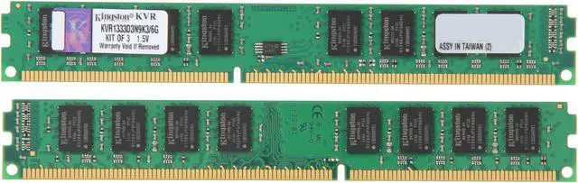 Alt view image 2 of 3 - Kingston 6GB (3 x 2GB) DDR3 1333 (PC3 10600) Triple Channel Kit Desktop Memory Model KVR1333D3N9K3/6G