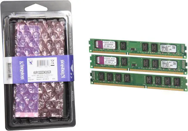 Alt view image 3 of 3 - Kingston 6GB (3 x 2GB) DDR3 1333 (PC3 10666) Triple Channel Kit Desktop Memory Model KVR1333D3K3/6GR