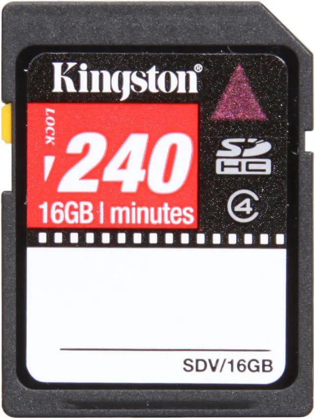 Alt view image 2 of 5 - Kingston 16GB Secure Digital High-Capacity (SDHC) (240 min) Solid-State SDHC Video Flash Card Model SDV/16GB