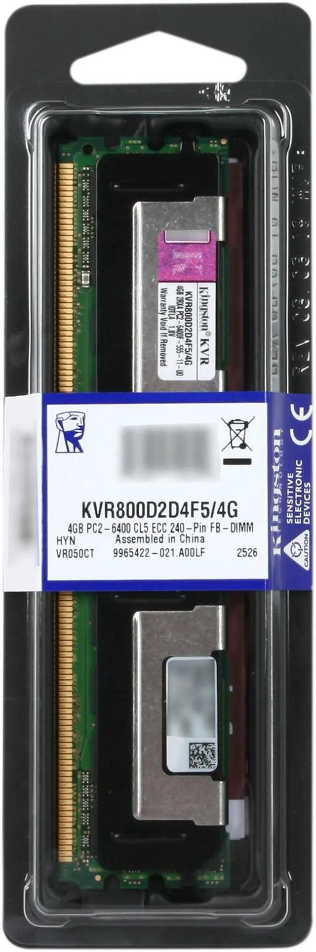 Alt view image 3 of 3 - Kingston 4GB ECC Fully Buffered DDR2 800 (PC2 6400) Server Memory Model KVR800D2D4F5/4G