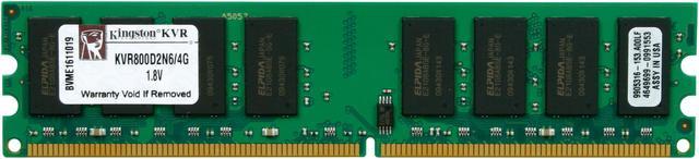 Kingston 4GB DDR2 800 (PC2 6400) Desktop Memory Model KVR800D2N6 
