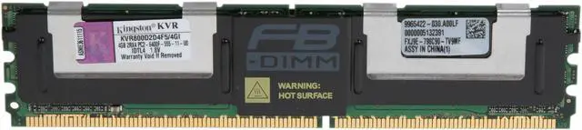 Main image of Kingston ValueRAM 4GB ECC Fully Buffered DDR2 800 (PC2 6400) Intel Certified Server Memory Model KVR800D2D4F5/4GI