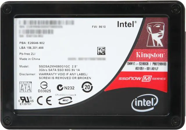 Alt view image 2 of 5 - Kingston SSDNow M Series 2.5" 80GB SATA II MLC Internal Solid State Drive (SSD) SNM125-S2/80GB