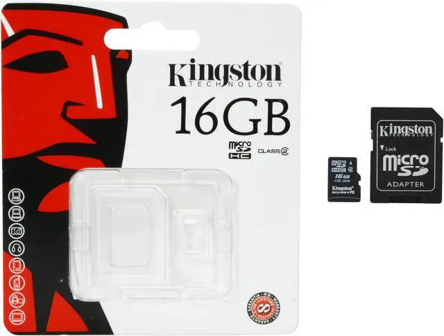 Alt view image 7 of 7 - Kingston 16GB microSDHC Flash Card w/ Adapter Model SDC2/16GB