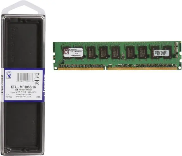Alt view image 3 of 3 - Kingston 1GB DDR3 1066 (PC3 8500) ECC Memory For Apple Model KTA-MP1066/1G
