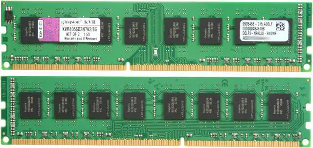Alt view image 2 of 3 - Kingston 8GB (2 x 4GB) DDR3 1066 (PC3 8500) Desktop Memory Model KVR1066D3N7K2/8G