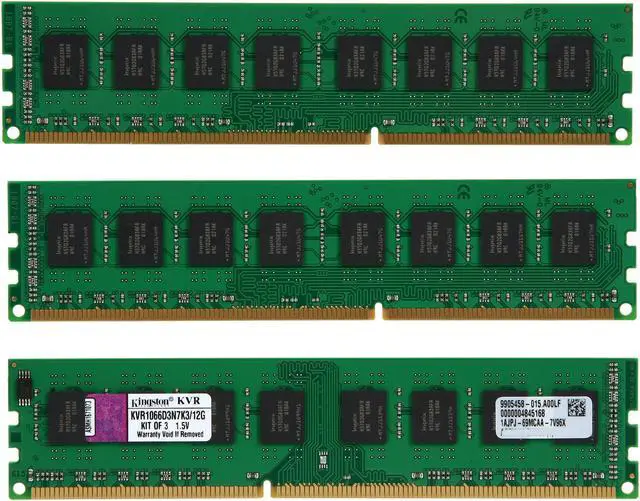 Alt view image 2 of 3 - Kingston 12GB (3 x 4GB) DDR3 1066 (PC3 8500) Desktop Memory Model KVR1066D3N7K3/12G