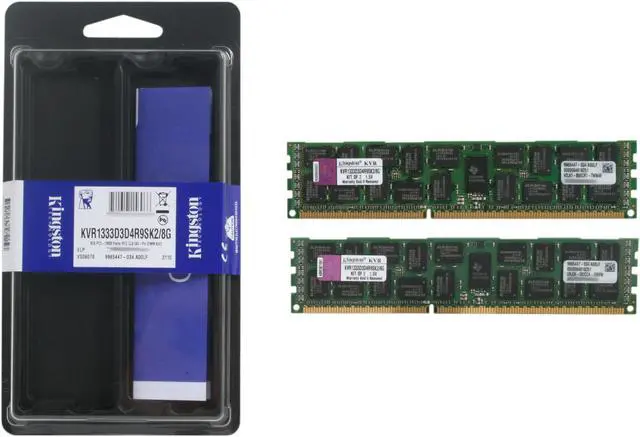 Alt view image 3 of 3 - Kingston 8GB (2 x 4GB) ECC Registered DDR3 1333 Server Memory Model KVR1333D3D4R9SK2/8G