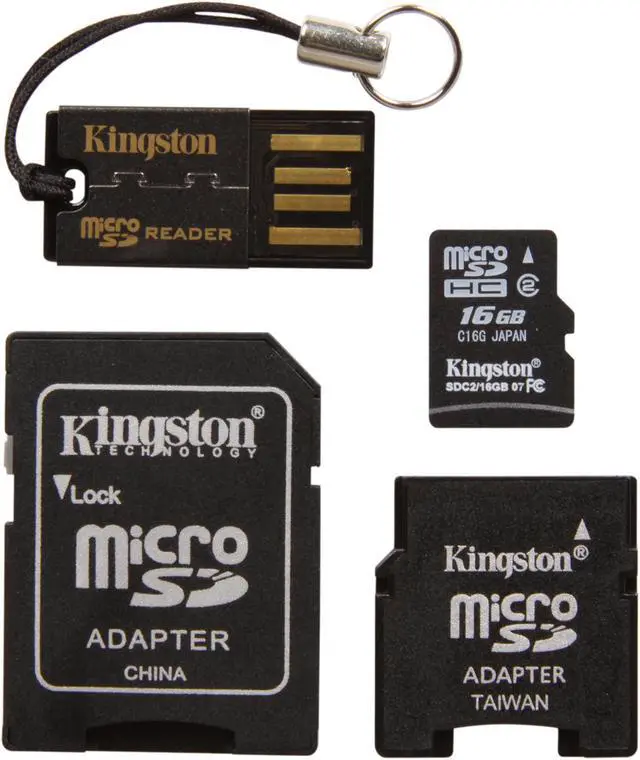 Main image of Kingston 16GB microSDHC Flash Card with Adapters & USB Reader Model MBLYG2/16GB