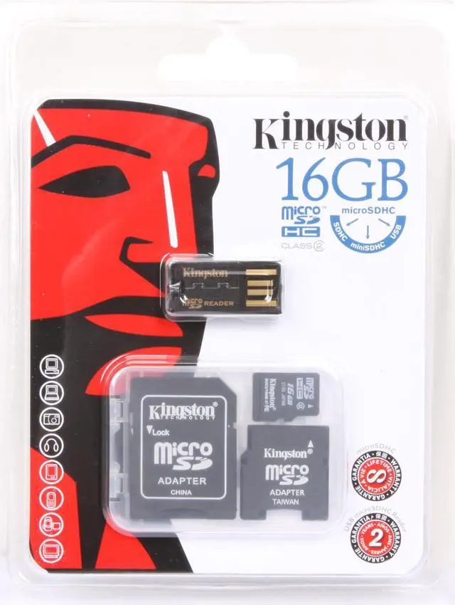 Alt view image 3 of 3 - Kingston 16GB microSDHC Flash Card with Adapters & USB Reader Model MBLYG2/16GB