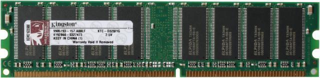 Alt view image 2 of 3 - Kingston 1GB 184-Pin DDR SDRAM Unbuffered DDR 333 (PC 2700) System Specific Memory for HP/Compaq Model KTC-D320/1G