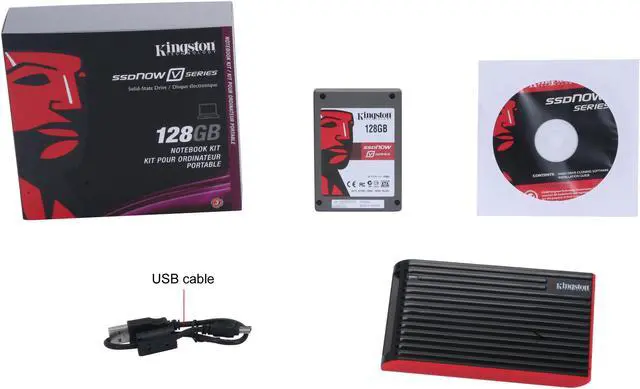 Alt view image 6 of 6 - Kingston SSDNow V-Series SNV125-S2BN/128GB 2.5" 128GB SATA II MLC Internal Solid state disk (SSD) Notebook bundled accessory kit