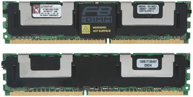 Alt view image 2 of 3 - Kingston 8GB (2 x 4GB) ECC Fully Buffered DDR2 667 (PC2 5300) System Specific Memory for IBM Model KTM5780LP/8G