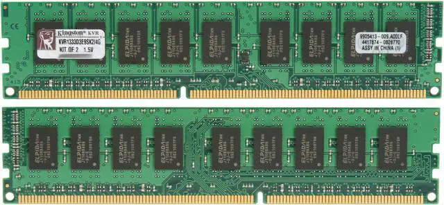 Alt view image 2 of 3 - Kingston 4GB (2 x 2GB) ECC Unbuffered DDR3 1333 Server Memory Model KVR1333D3E9SK2/4G